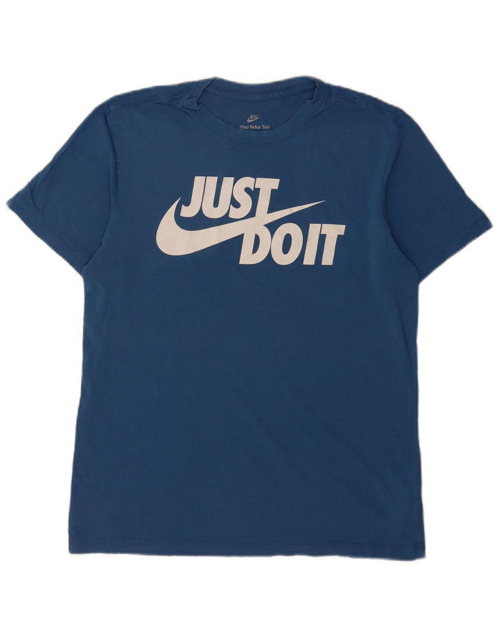 Nike - Camiseta gráfica para hombre, parte superior de algodón azul medio