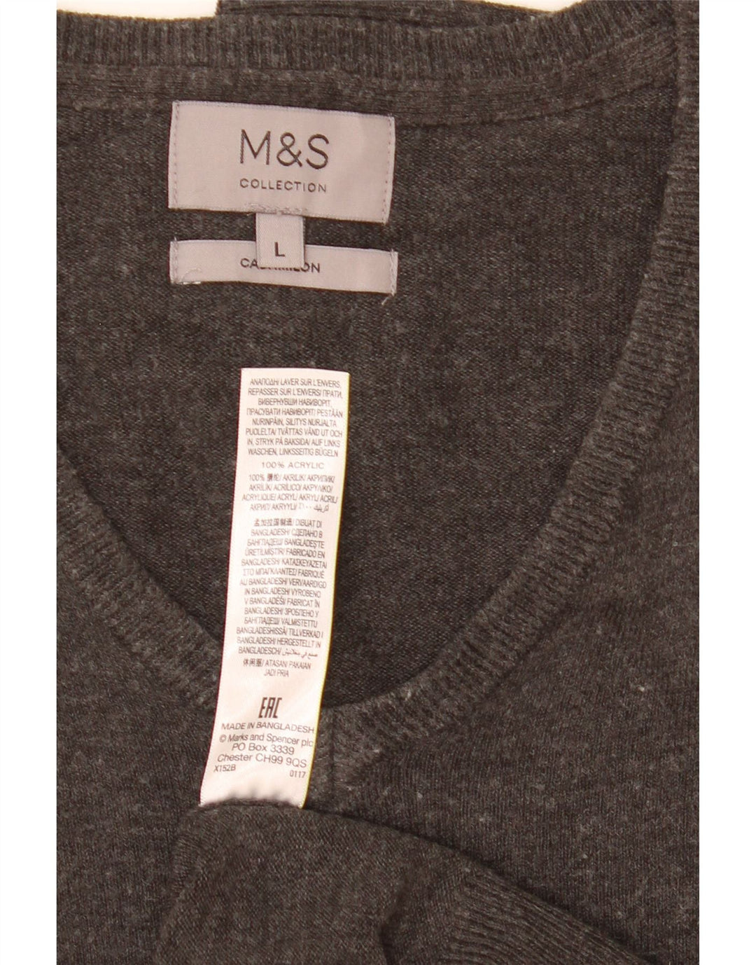 Marks & Spencer Suéter con Cuello en V para Hombre Acrílico Gris Grande