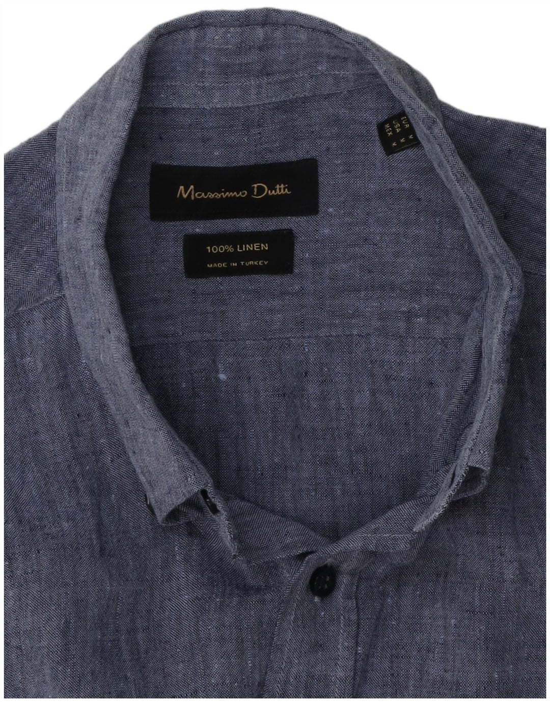 Camisa Massimo Dutti Hombre Lino Azul Medio