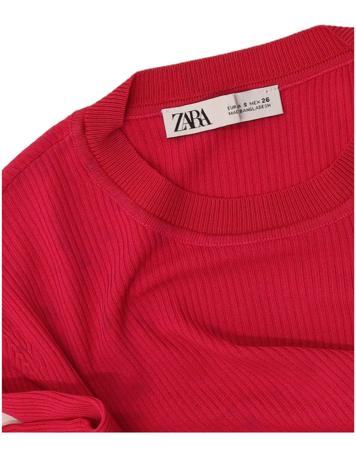 Zara Mujer Top Manga Larga UK 40 Small Rosa