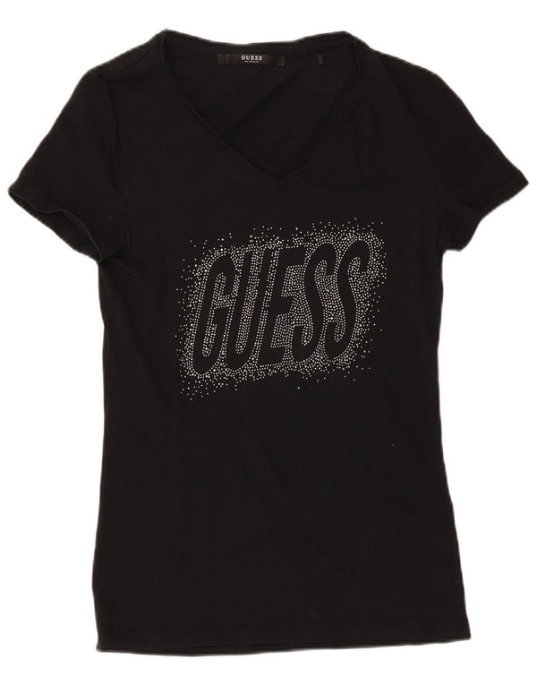 Guess Camiseta gráfica para mujer Top UK 8 Small Black