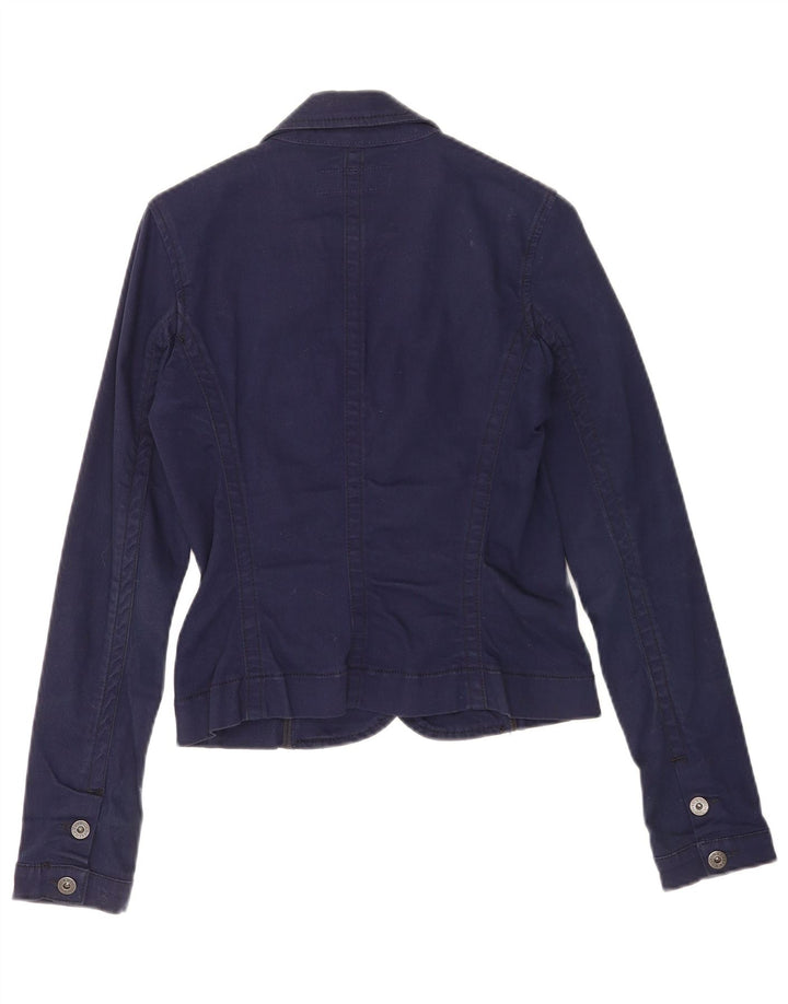 Guess Chaqueta Blazer de 3 Botones para Mujer UK 10 Small Azul Marino Algodón