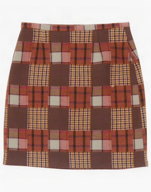 Minifalda para mujer Avoca Mediana W30 Lana patchwork marrón