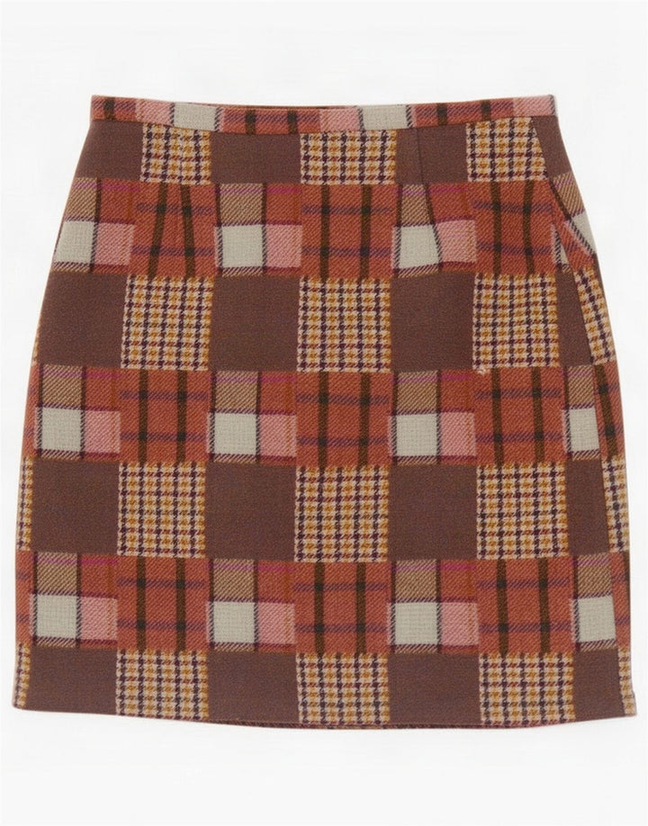 Minifalda para mujer Avoca Mediana W30 Lana patchwork marrón