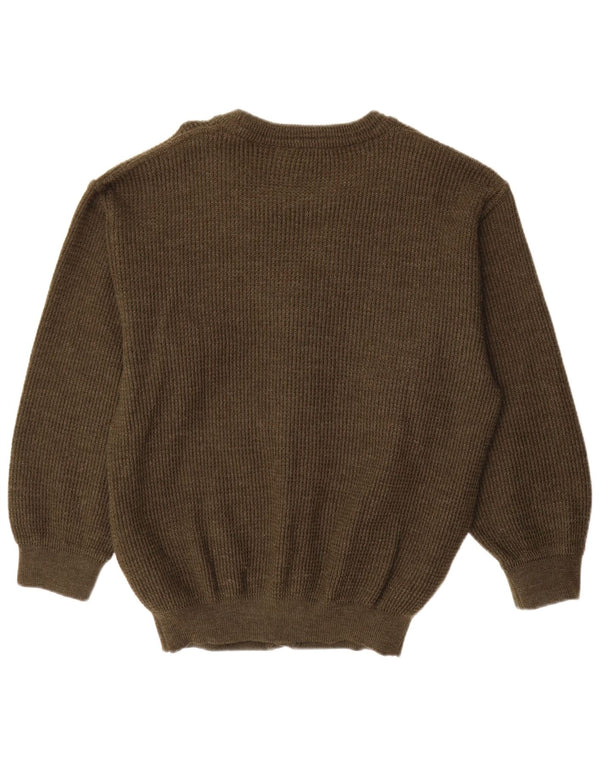 Vintage hombres Cardigan suéter IT 50 medio caqui nueva lana