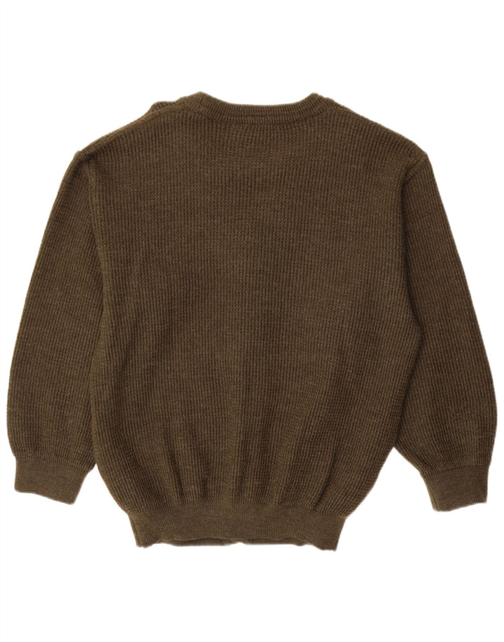 Vintage hombres Cardigan suéter IT 50 medio caqui nueva lana