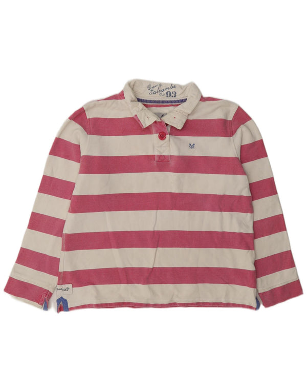 Crew Clothing - Sudadera con cuello y botones para mujer, talla 40, talla grande, color rosa a rayas