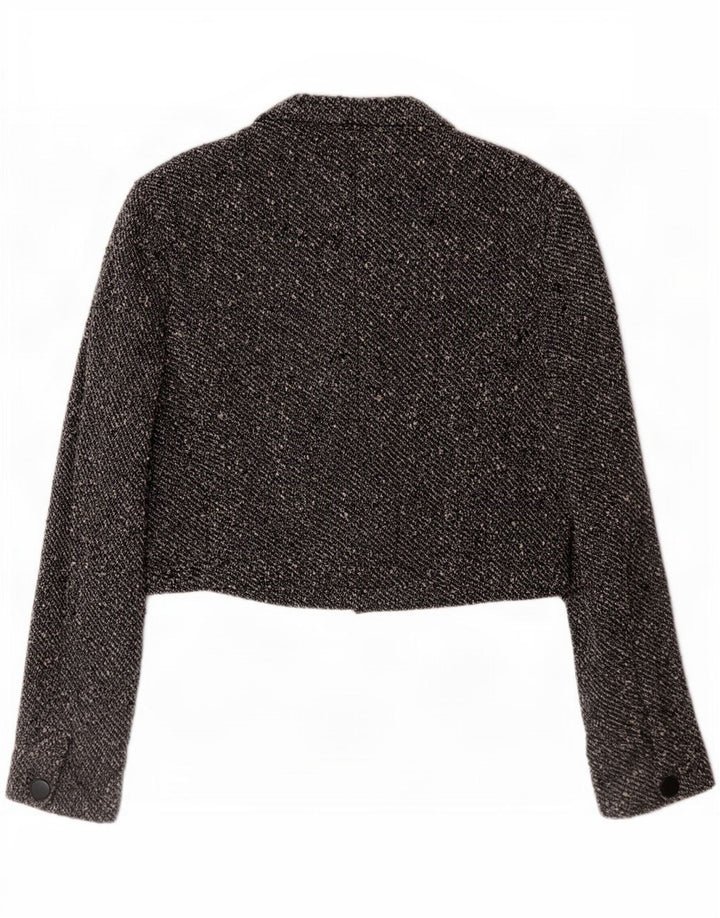 Max Mara Chaqueta tipo blazer corta de 4 botones para mujer Reino Unido 44 Lana moteada gris medio