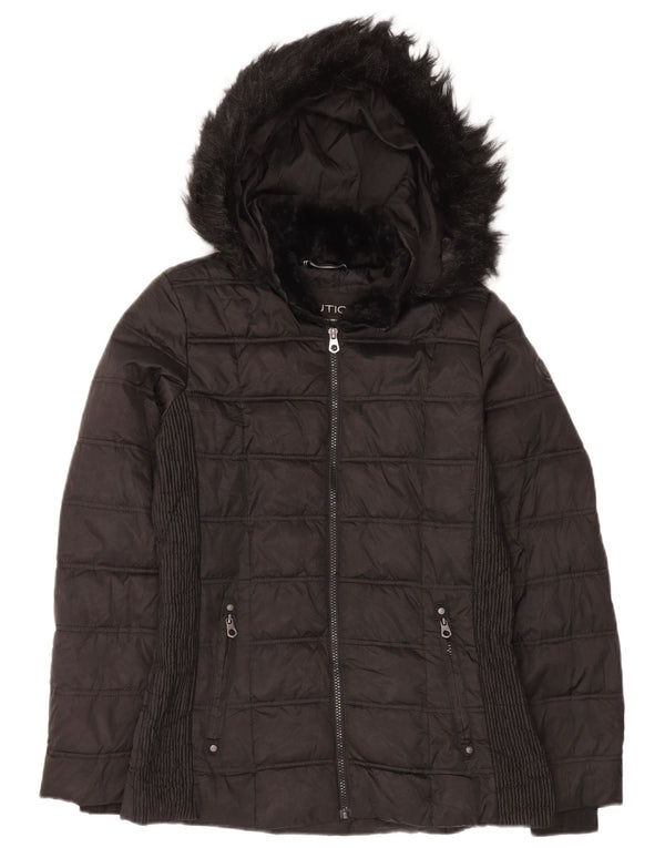 Nautica Chaqueta acolchada extragrande con capucha para mujer UK 10 Small Poliéster negro