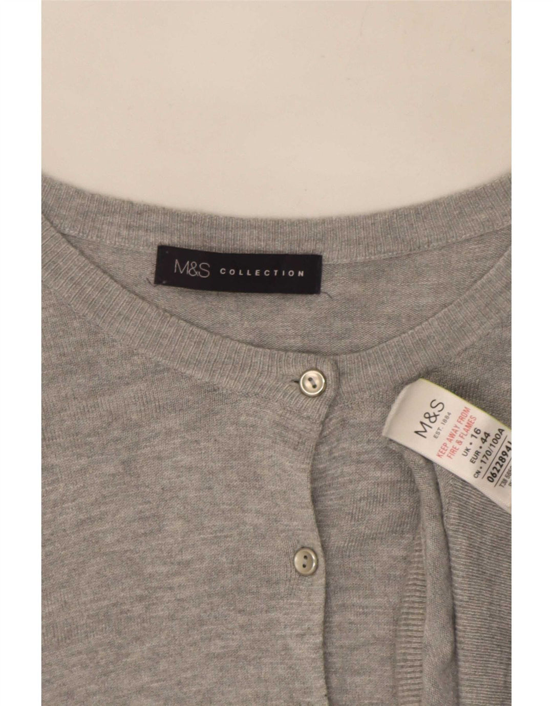 Marks & Spencer Suéter tipo cárdigan para mujer UK 46 Viscosa gris grande