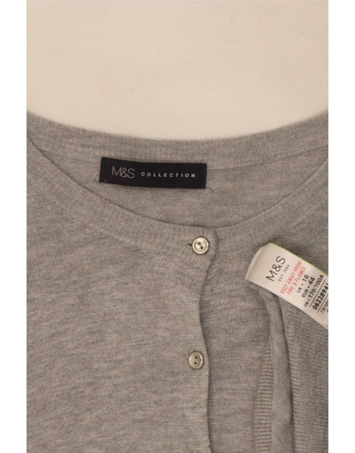 Marks & Spencer Suéter tipo cárdigan para mujer UK 46 Viscosa gris grande