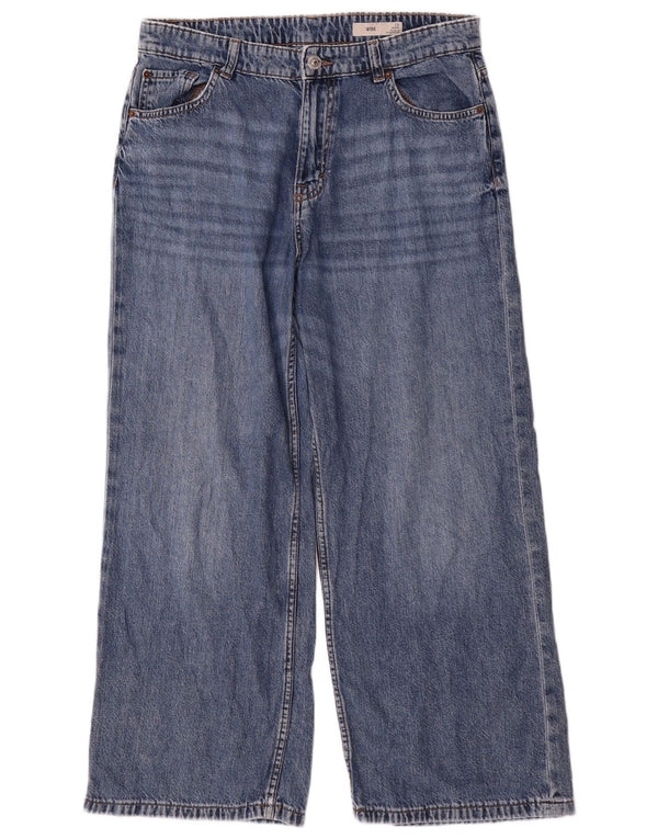 Marks & Spencer Jeans de pierna ancha y cintura alta para mujer UK 12 Medium W32 L26 Azul