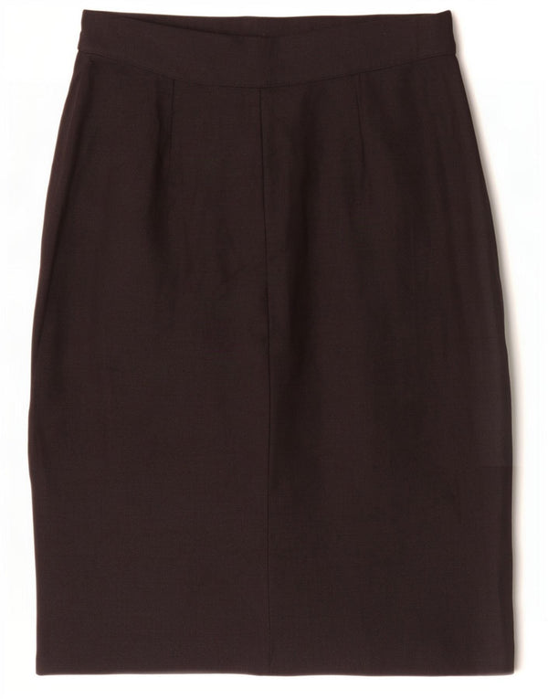 Vintage mujer cintura alta lápiz falda IT 46 grande W28 negro