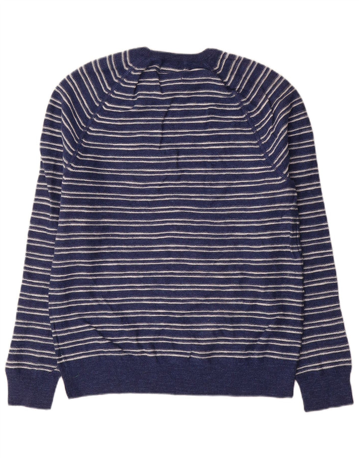Marks & Spencer - Jersey de cuello redondo para hombre, color azul marino, a rayas