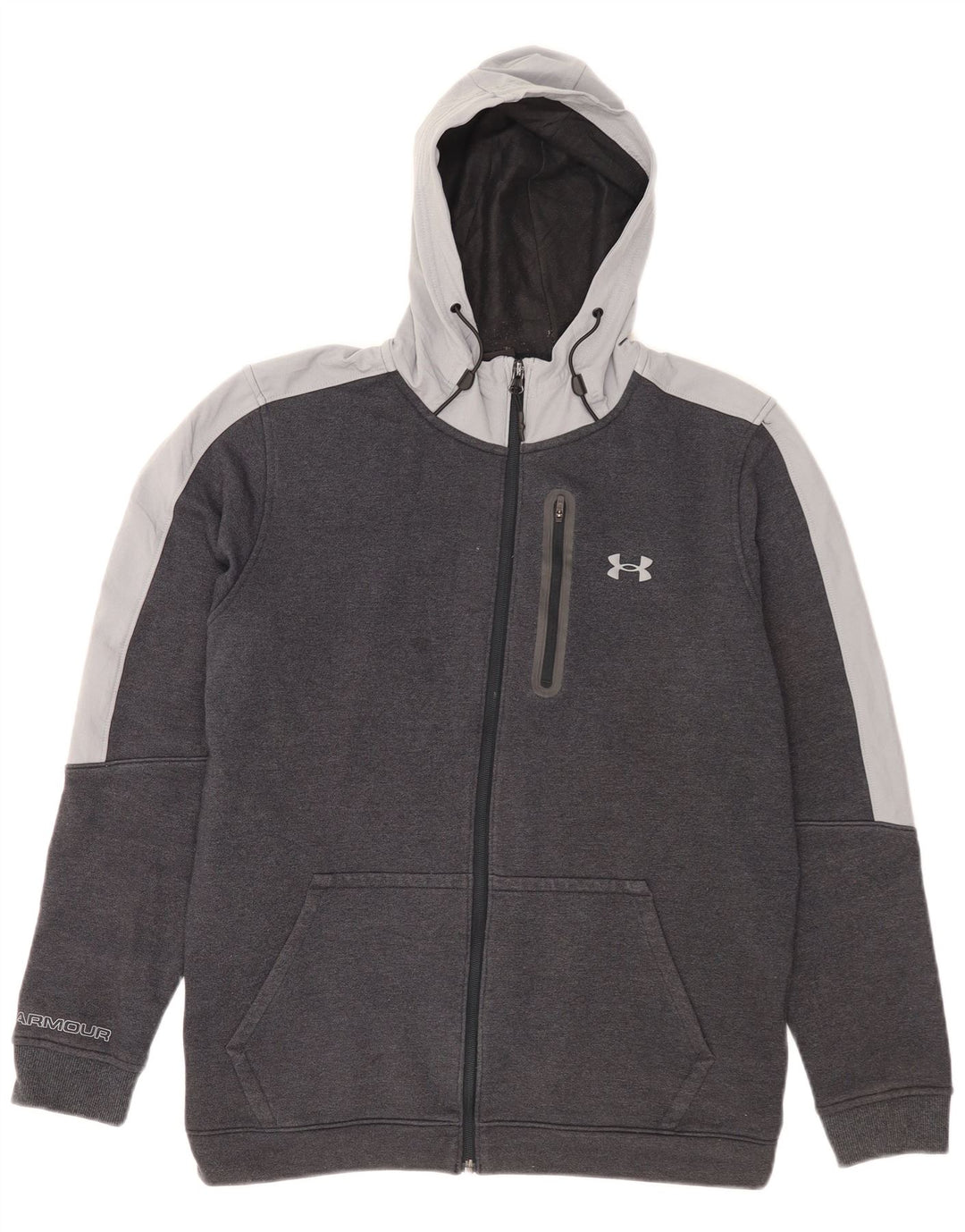 Under Armour Hombre Sudadera con capucha y cremallera de algodón color block en gris medio