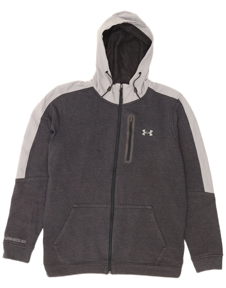 Under Armour Hombre Sudadera con capucha y cremallera de algodón color block en gris medio