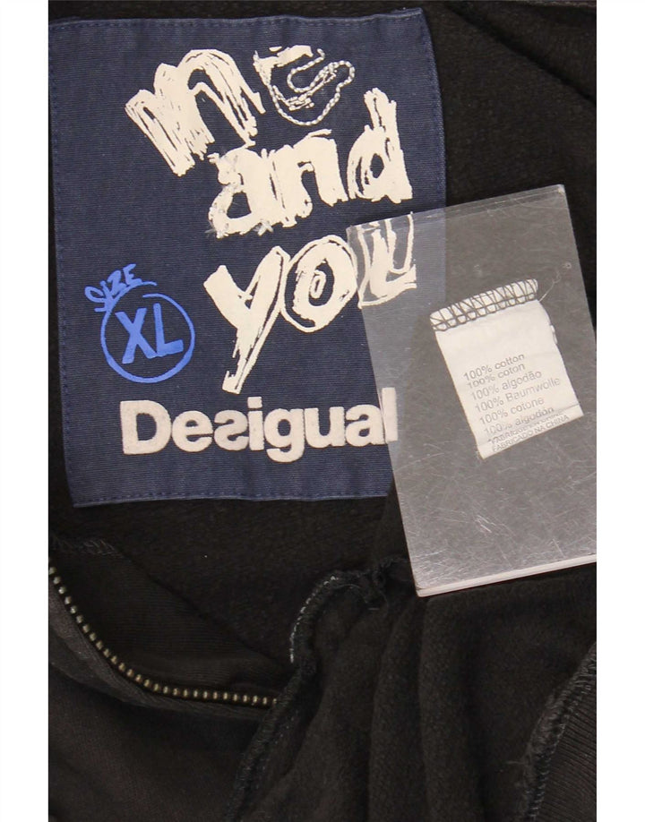Desigual Hombre Gráfico Chándal Top Chaqueta XL Algodón Negro