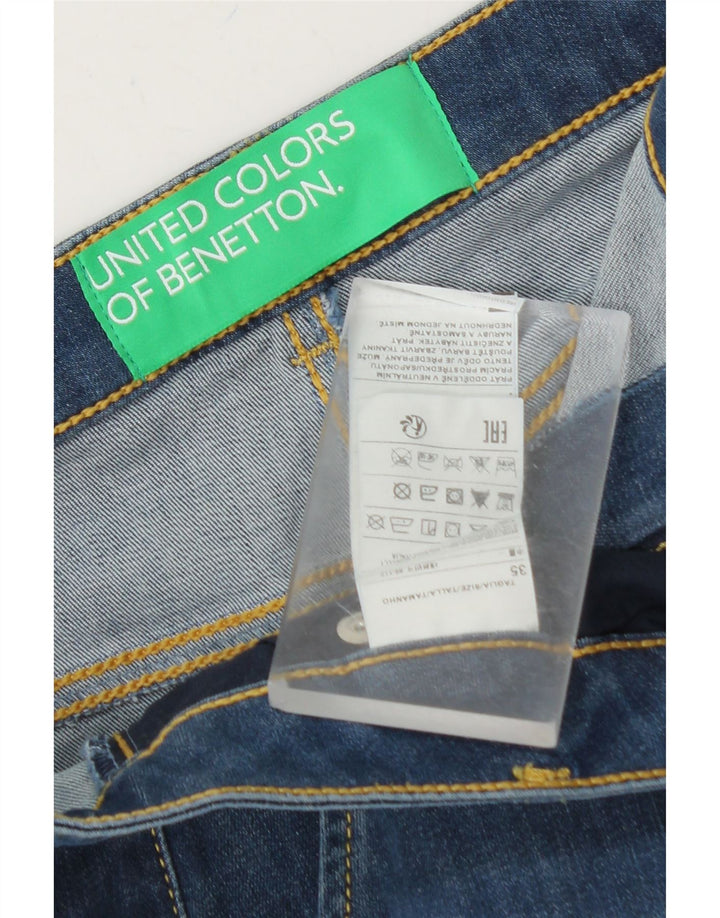 BENETTON Womens Denim Skirt W35 Large  Navy Blue Cotton