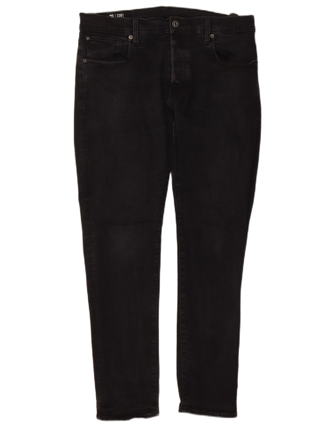 G-Star Hombre 3301 Slim Jeans W36 L32 Algodón Negro