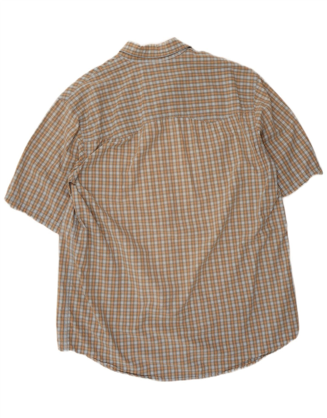 Eddie Bauer Camisa alta de manga corta para hombre Algodón a cuadros beige grande