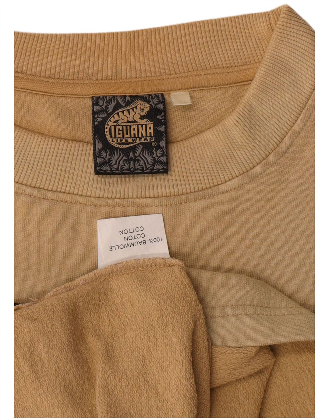 IGUANA Hombre Sudadera Gráfica Jersey XL Algodón Beige