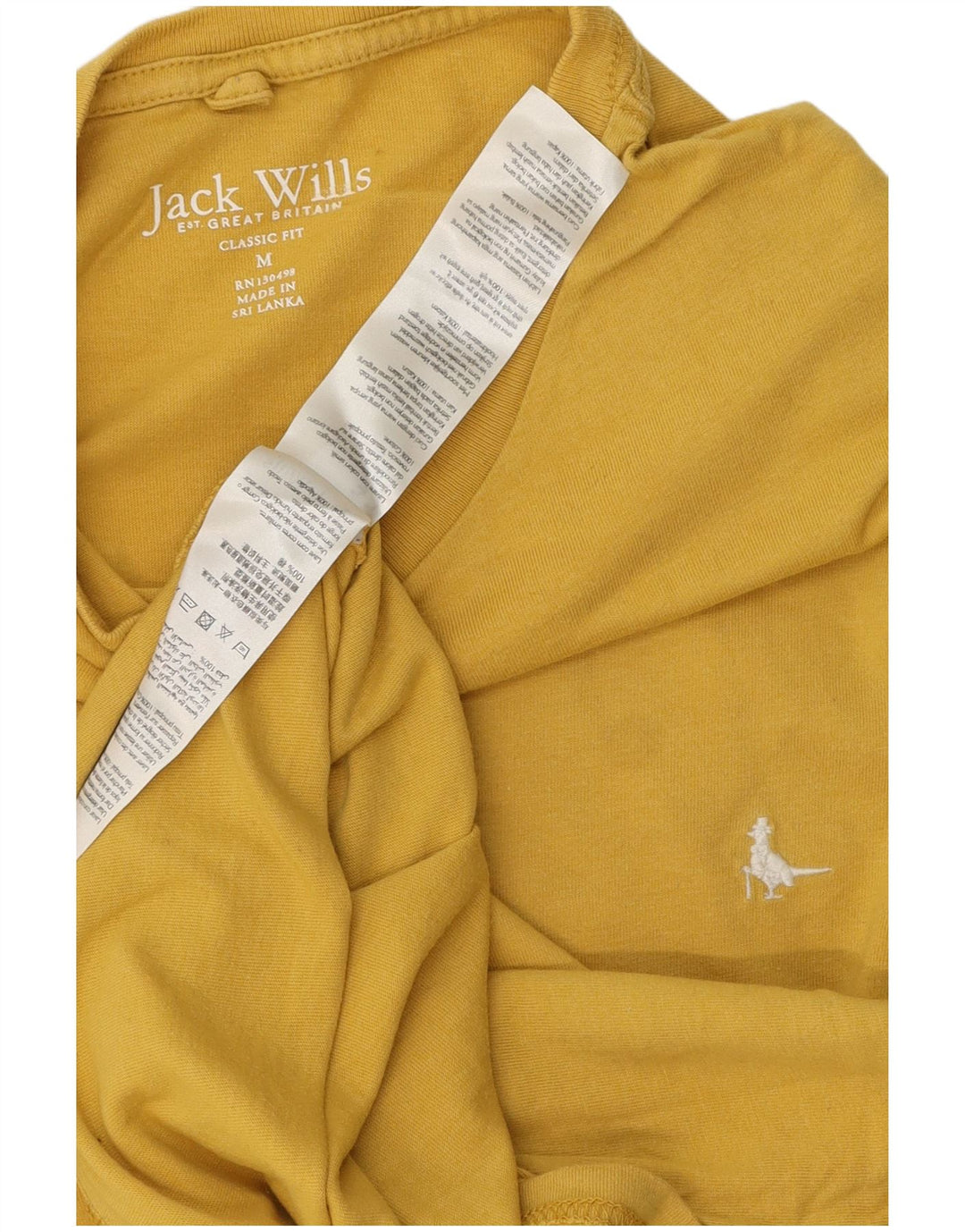 Jack Wills Camiseta de corte clásico para hombre Top de algodón amarillo medio
