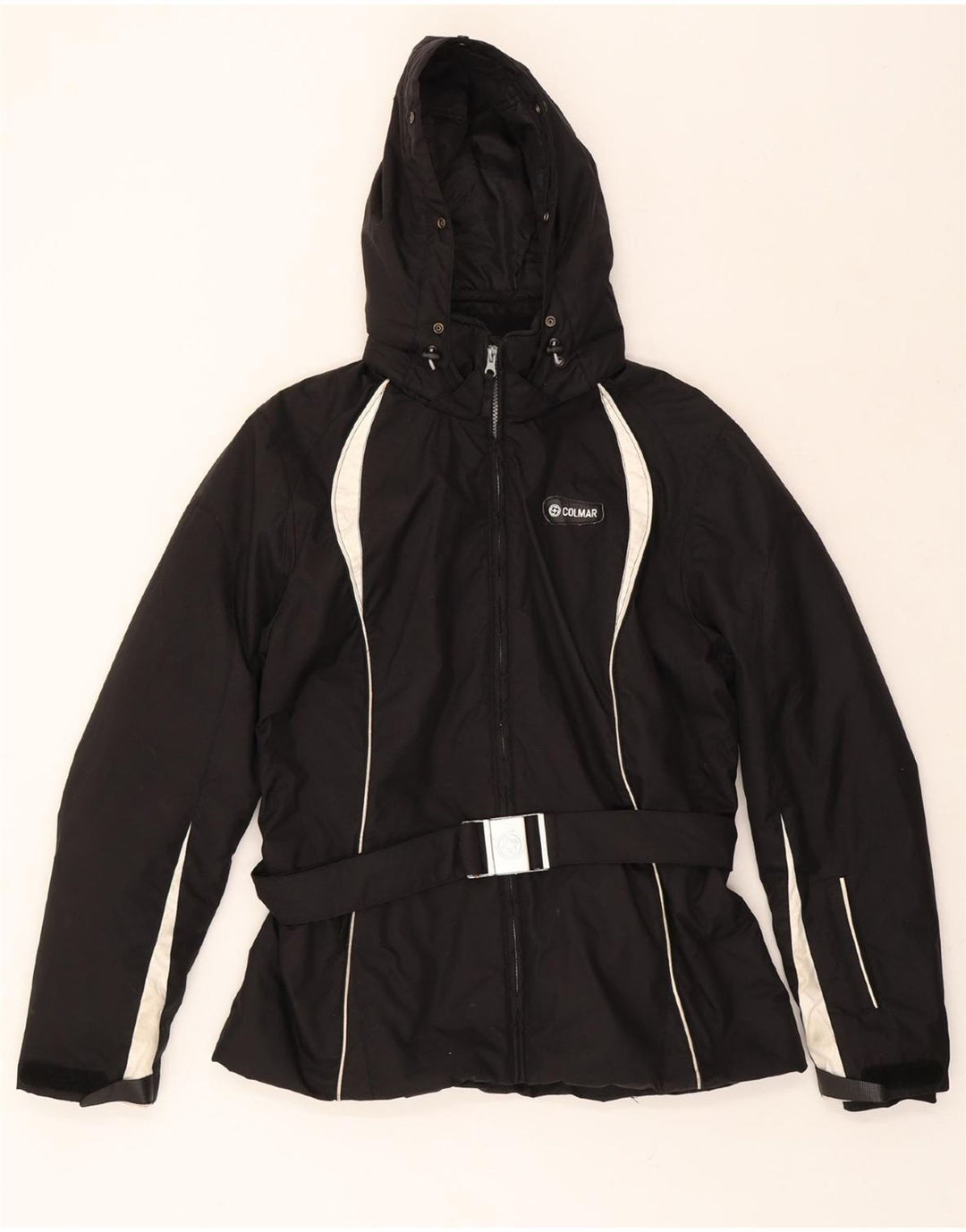 COLMAR Womens Hooded Windbreaker Jacket IT 50 2XL Black Colourblock Vintage Colmar and Second-Hand Colmar from Messina Hembry 