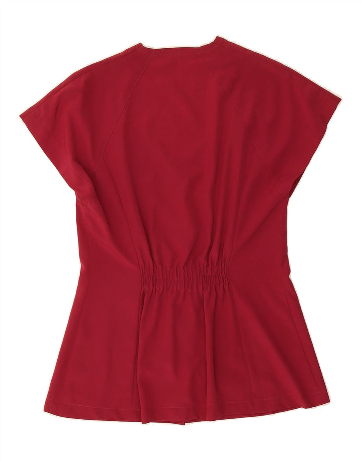 VINTAGE Womens Short Sleeve Shirt Blouse IT 44 Medium Burgundy Vintage Vintage and Second-Hand Vintage from Messina Hembry 