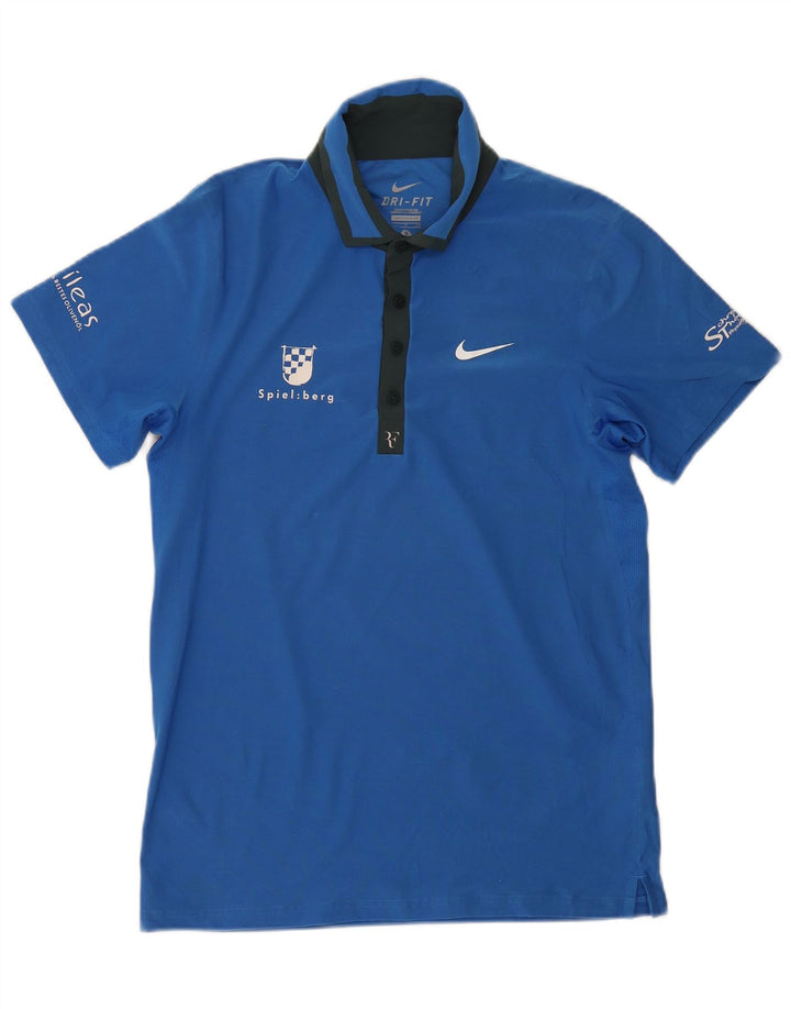 NIKE Polo Dri Fit para hombre, poliéster azul pequeño