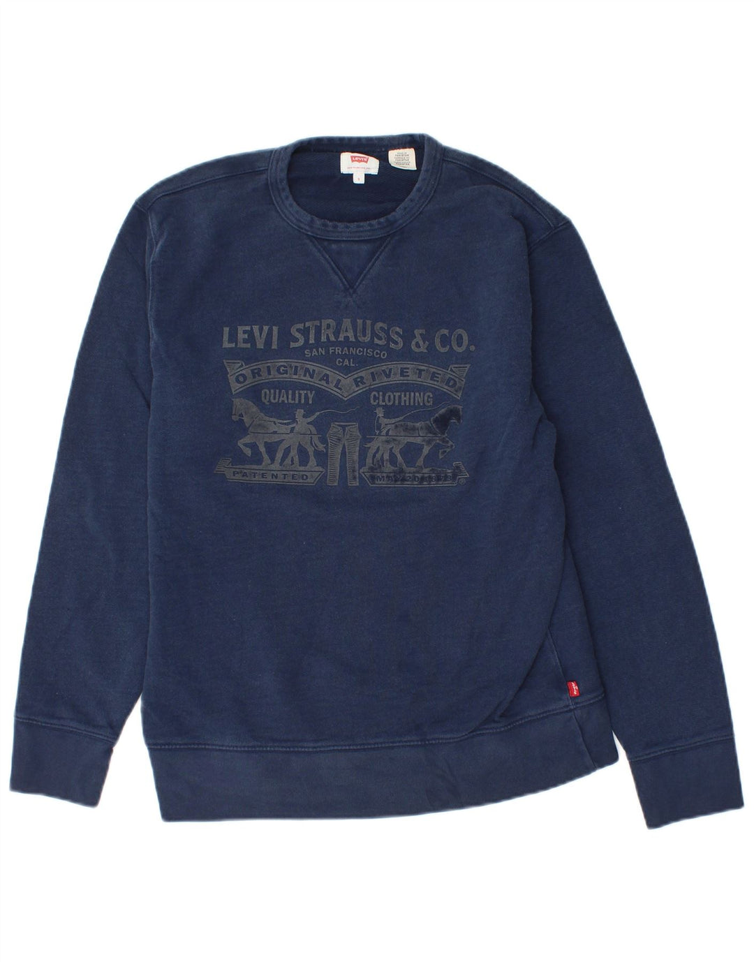 LEVI'S Mens Graphic Sudadera Jumper Pequeño Azul Marino Algodón