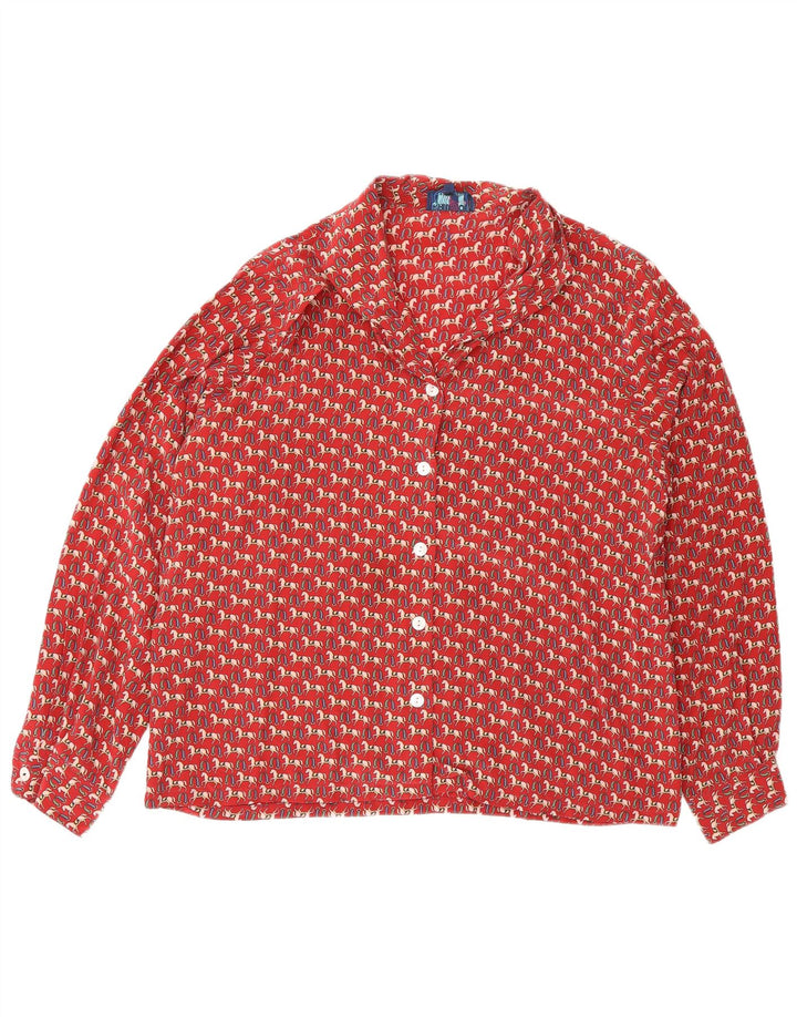Ball On Blusa camisera con estampado abstracto para mujer EU 40 Seda roja mediana