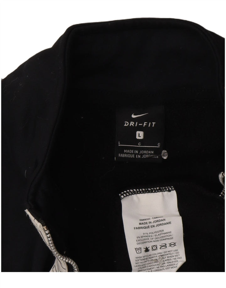 Nike Dri Fit Graphic Sudadera con cuello y cremallera para hombre, talla grande, poliéster negro