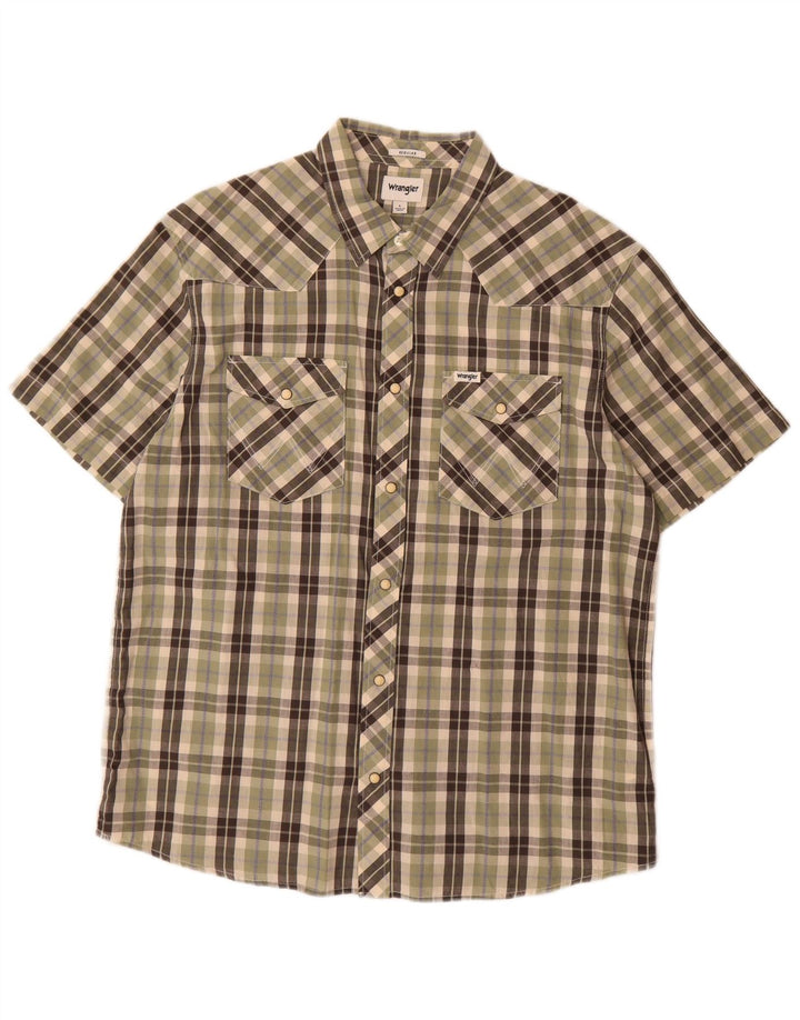 Wrangler Camisa Regular Fit De Manga Corta Para Hombre Algodón A Cuadros Caqui Grande