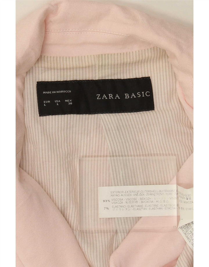 Zara Chaqueta Blazer De 1 Botón Para Mujer UK 44 Grande Viscosa Rosa
