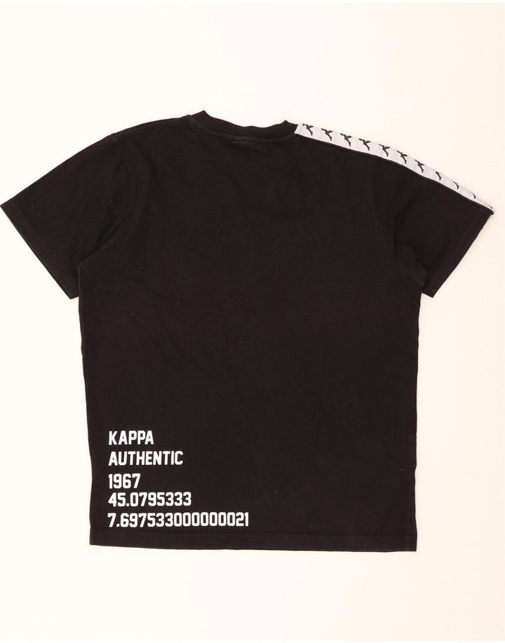 KAPPA Hombre Camiseta Gráfica Top Medium Negro Colorblock Algodón