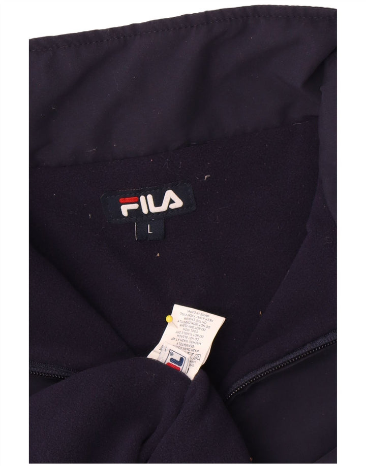 Fila Hombre Zip Neck Sudadera Jumper Grande Azul Marino Poliéster