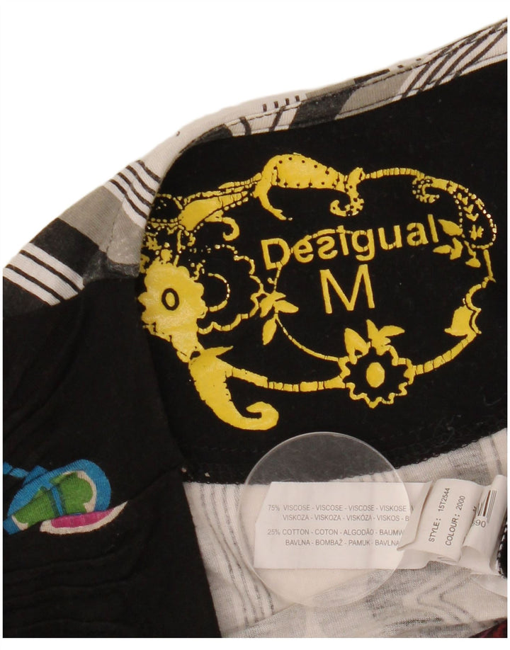 DESIGUAL Top gráfico para mujer de manga larga UK 42 Viscosa floral negra mediana