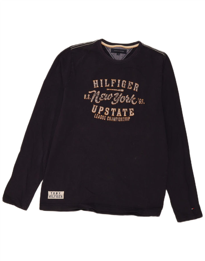 Tommy Hilfiger Top gráfico para hombre de manga larga de algodón azul marino medio