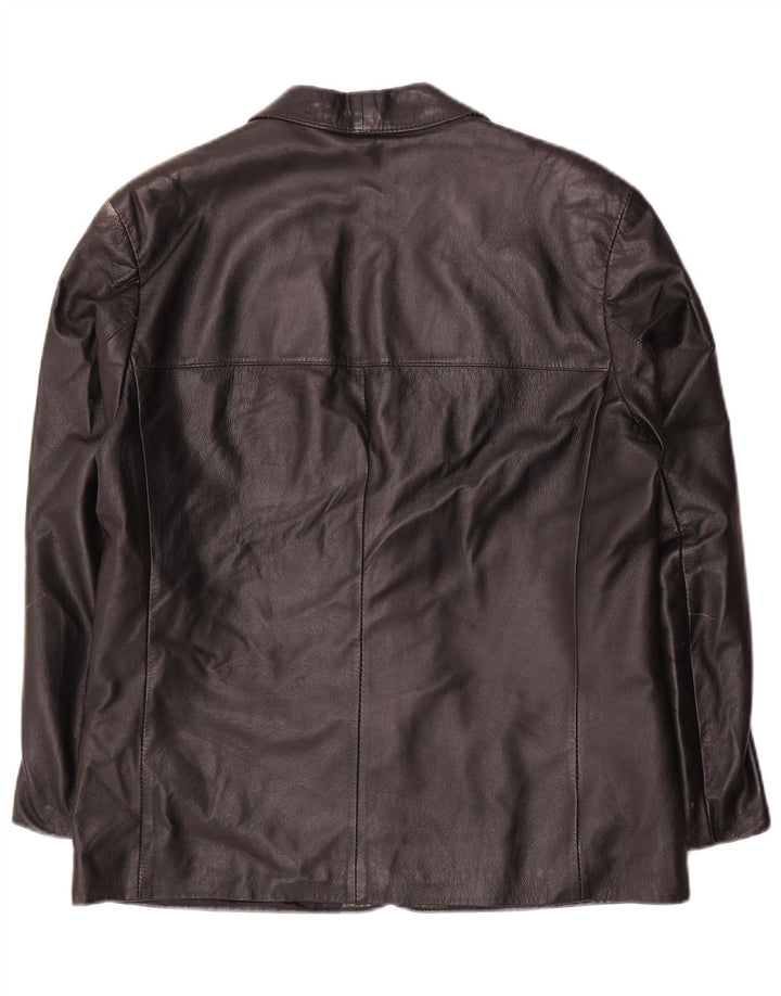 Vintage hombres 2 botones cuero Blazer chaqueta IT 50 cuero negro grande