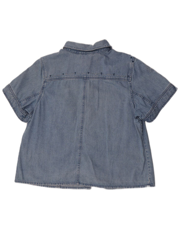 Casual & Corner Camisa vaquera de manga corta para mujer ES 40 XL Algodón azul