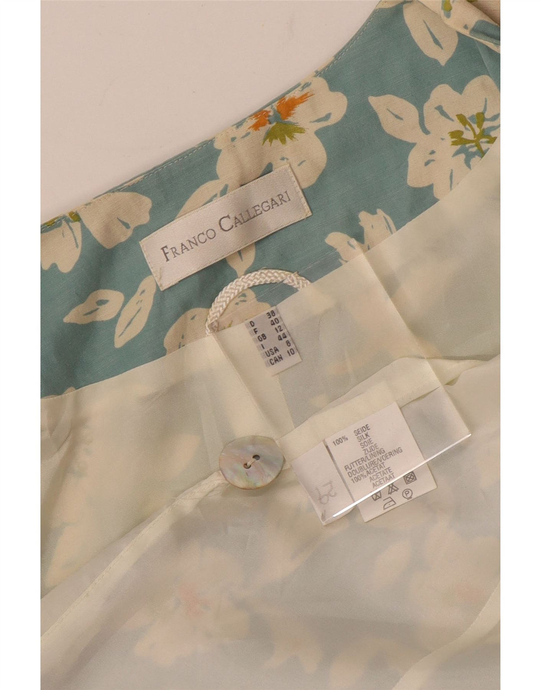 Franco Callegari Chaqueta Blazer de 4 Botones para Mujer Reino Unido 12 Azul Medio Floral