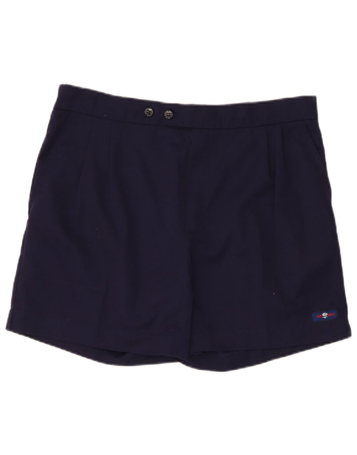 Vintage hombres chino pantalones cortos grandes W36 poliéster azul marino