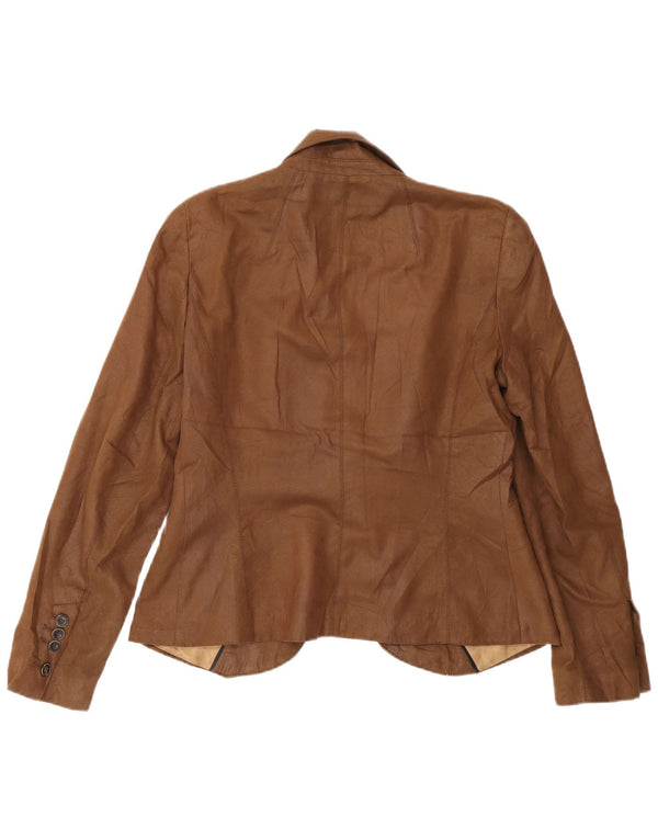 Zara Chaqueta Blazer De 1 Botón Para Mujer UK 44 Grande Poliéster Marrón