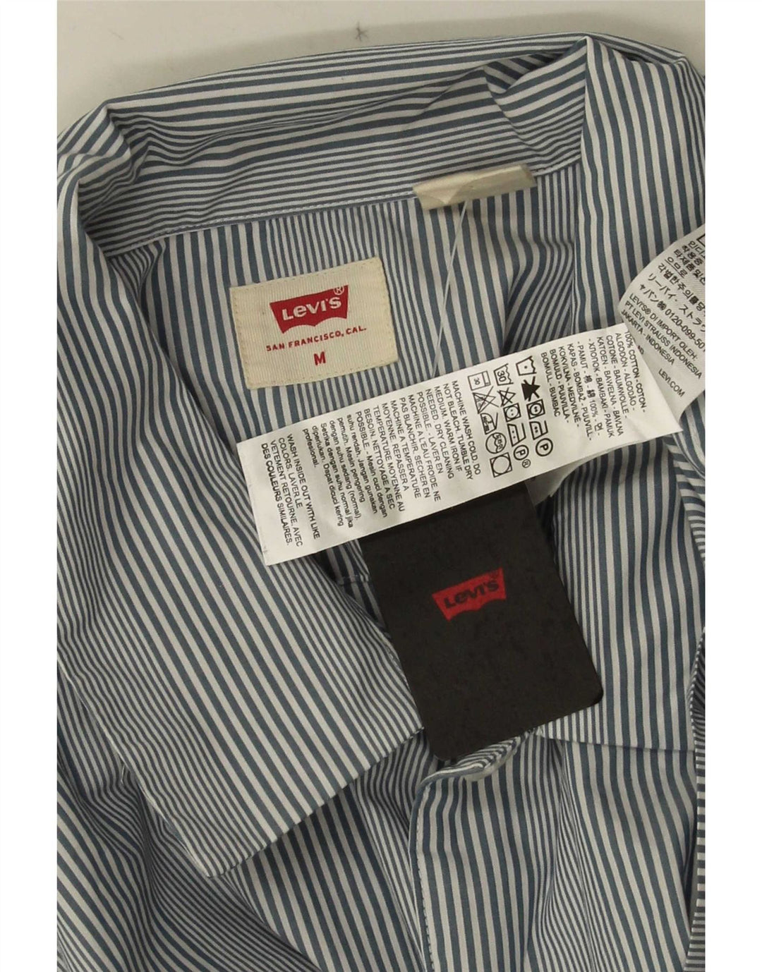 Camisa Levi's Hombre Manga Corta Algodón Rayas Azul Medio