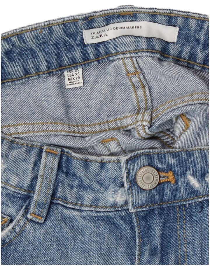 Zara Mujer Minifalda Vaquera Desgastada XS W24 Azul