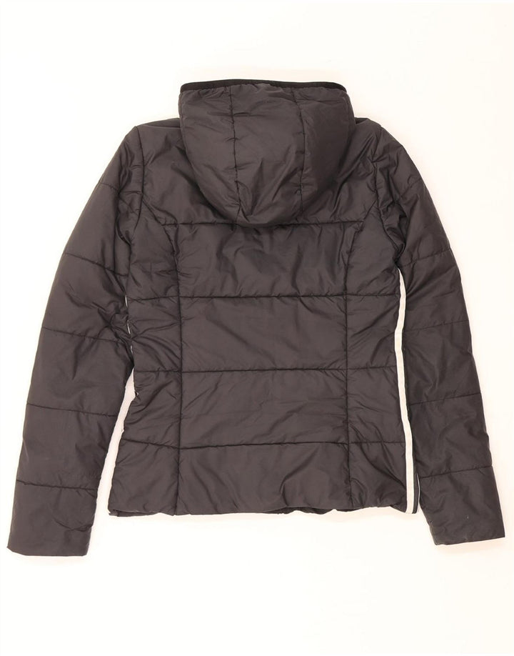 ADIDAS Chaqueta acolchada con capucha para mujer UK 8 Small Poliéster negro