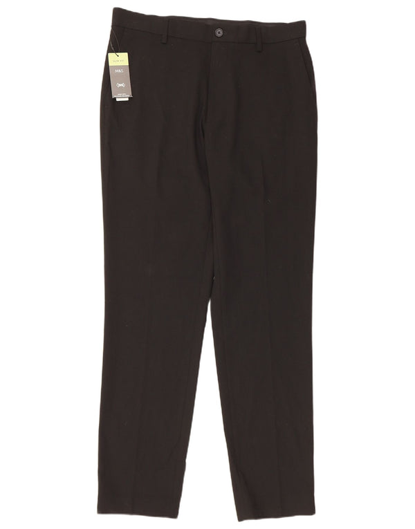 Marks & Spencer Pantalones chinos ajustados para hombre W32 L31 Poliéster negro