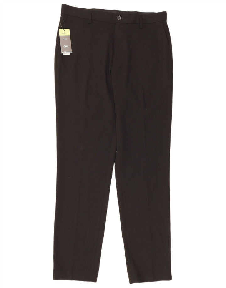 Marks & Spencer Pantalones chinos ajustados para hombre W32 L31 Poliéster negro