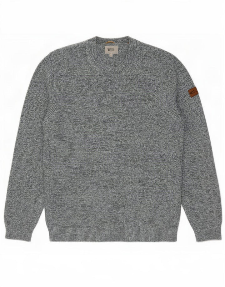 Camel Active - Jersey de cuello redondo para hombre, talla grande, algodón moteado azul