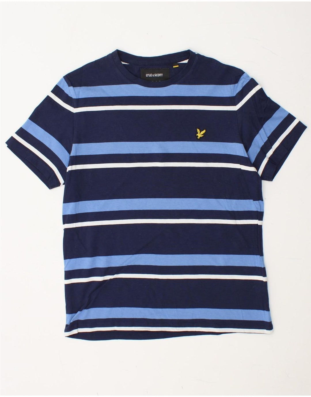 LYLE & SCOTT Camiseta para hombre Top Medium Azul marino Rayas Algodón